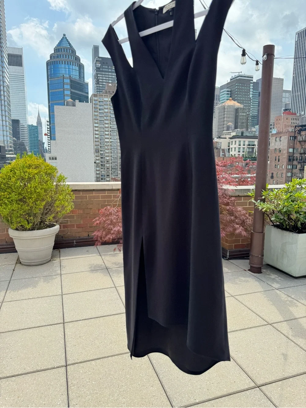 Halston Heritage Black Asymmetrical Midi Dress - Picture 5 of 7